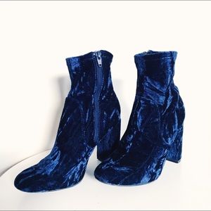 Crushed Blue Velvet 4-inch Boots
